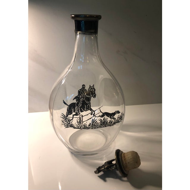 Wood 1940s Equestrian Fox Hunt Sterling Decanter For Sale - Image 7 of 10