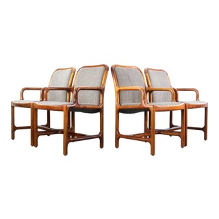 1960s Mid Century Modern Pretzel Chairs in Oak and Original Tweed - Set of 4 For Sale