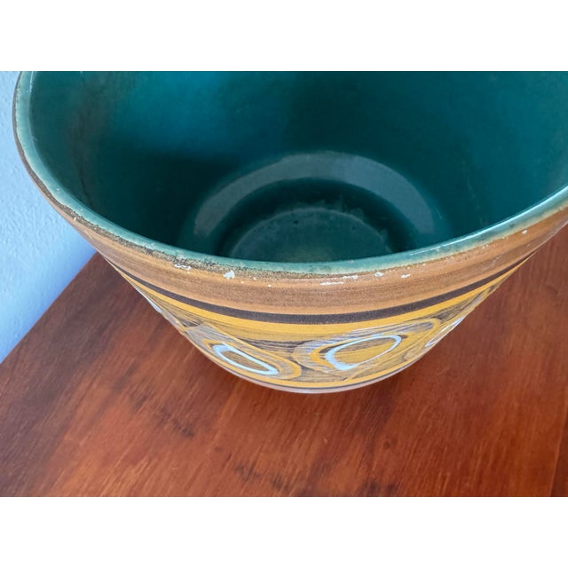 Mid 20th Century Vintage Mid-Century Ceramic Planter With Dimensional Fat Lava Style Glaze, Orange Brown & Teal For Sale - Image 5 of 12