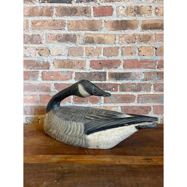 American Master-Carved Antique Folk Art Preening Canada Goose Decoy For Sale - Image 3 of 18