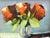 Abstract Red Bouquet of Flowers Oil Painting Including the Antiqued Gold Wood Frame For Sale - Image 3 of 5