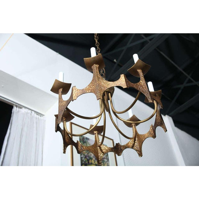 Metal Moe-Bridges Brutalist Hammered Mid Century Modern Chandelier, Circa 1970s For Sale - Image 7 of 10