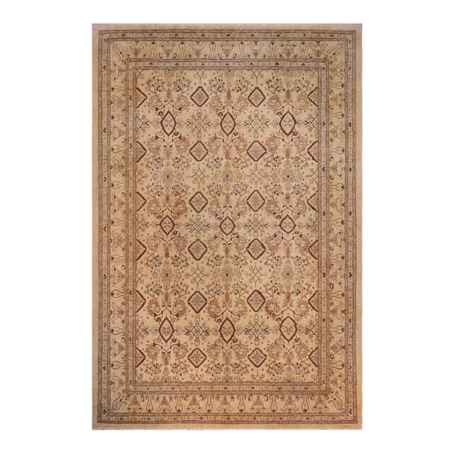 Classic Ziegler Tan Brown Hand-Knotted Wool Rug - 13'11'' X 17'11'' For Sale