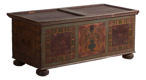 Antique Painted Dowry Chest in Pine, Central Europe, 1850