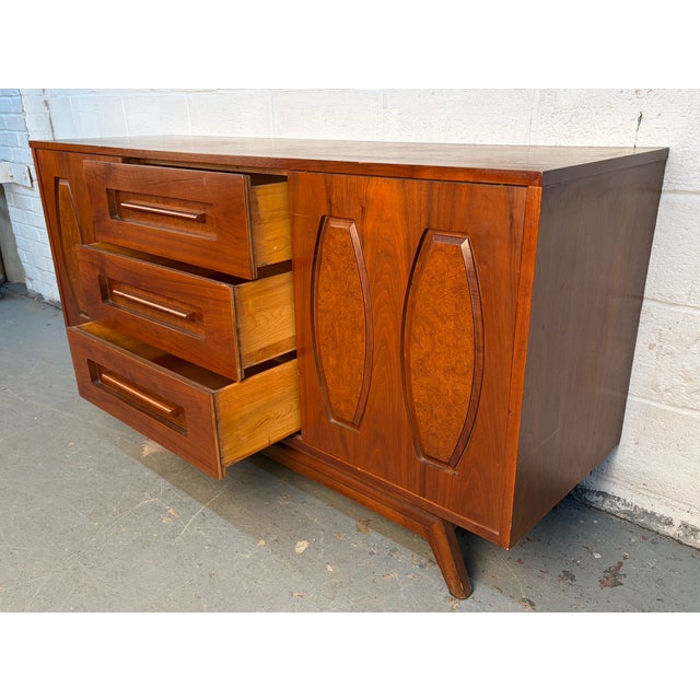 Mid 20th Century Walnut and Burlwood Sliding Door Credenza For Sale - Image 13 of 15