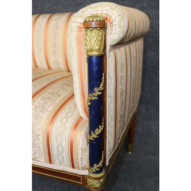 19th C French Louis XVI Adam Weisweiler Style Bronze Mounted Settee For Sale - Image 15 of 18