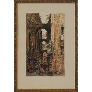 1960s Mid-Century Paris Street Scene Painting by Julius Rosenbaum For Sale
