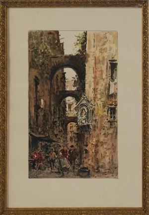 1960s Mid-Century Paris Street Scene Painting by Julius Rosenbaum