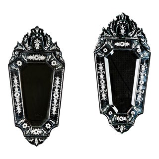 A Pair of Venetian-Style Etched Glass Mirrors For Sale