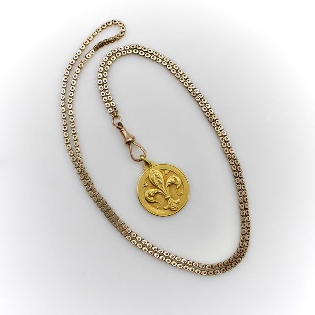 Gold Mid 19th Century 10k Gold Early Victorian Star Link Chain With Dog Clip For Sale - Image 8 of 9
