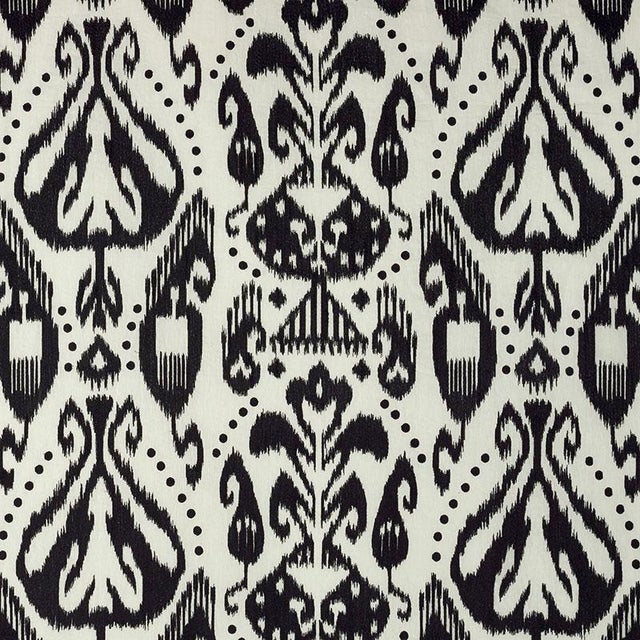 Sample - Schumacher Kiva Embroidered Ikat Fabric in Raven For Sale