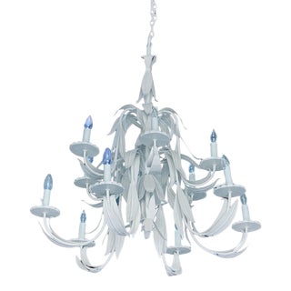1970s Large Dorothy Draper Rose Leaf Chandelier With 12 Lights For Sale