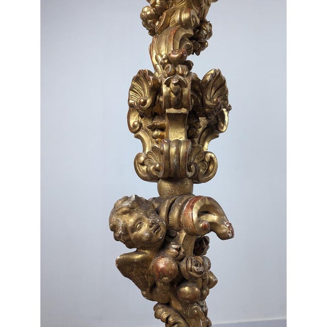 Baroque Torcheres in Golden Wood, 1800s, Set of 2 For Sale - Image 13 of 18