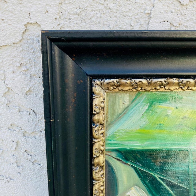 Mid Century French Oil Painting by Duand Louis "Marche Aux Poissons" For Sale In Los Angeles - Image 6 of 11