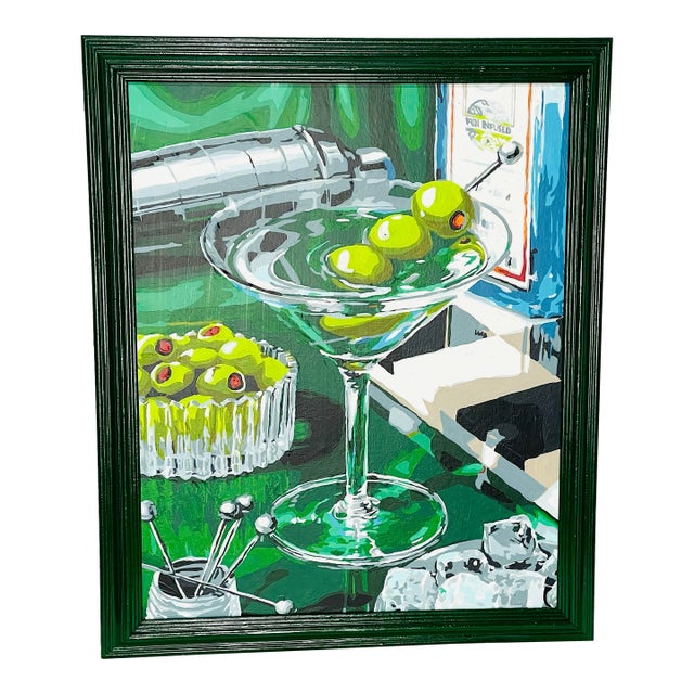 Colorful Martini & Olives Paint-by-Number Still Life For Sale