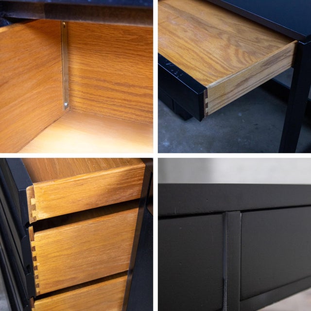 Mid-20th Century MCM Desk by Sligh Furniture Cross Country Line With Black Painted Frame For Sale - Image 14 of 17