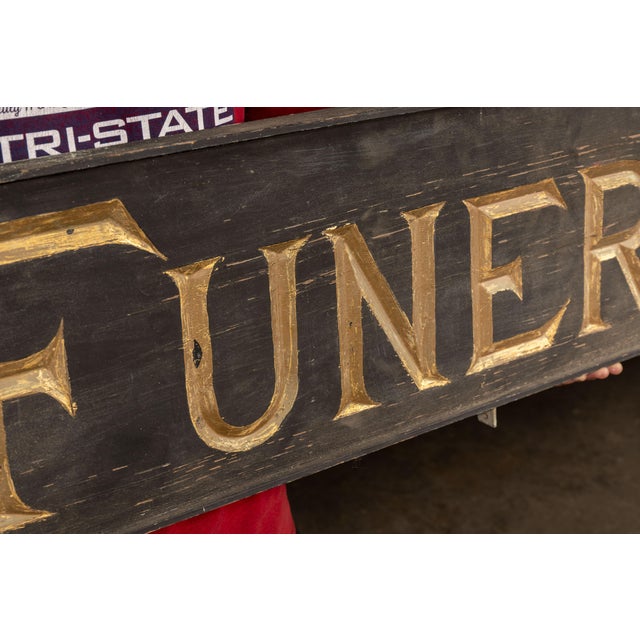 Antique Hand-Carved "Bookhout Funeral Home" Painted Wood Sign For Sale - Image 13 of 15