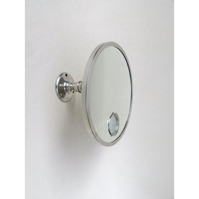 French Art Deco Nickel Le Mirophar Wall Mirrors with Magnifying Element & Light from Brot, Set of 2 For Sale - Image 4 of 18