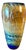 Abstract Textural Art Glass Amber Blue Ovoid Vase For Sale - Image 11 of 17