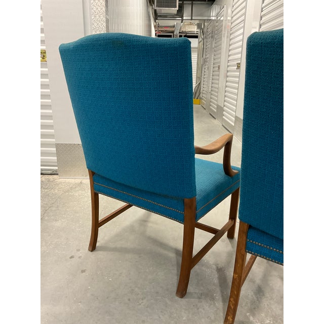 Wood Pair of 1950s Danish Modern Teak Armchairs - Style of Ole Wanscher For Sale - Image 7 of 12