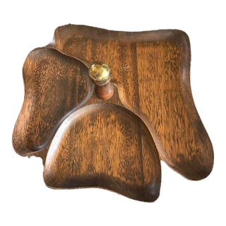 Vintage Mid-Century Modern Rustic Farmhouse Granny Core Divided Wood Candy Nut Server For Sale