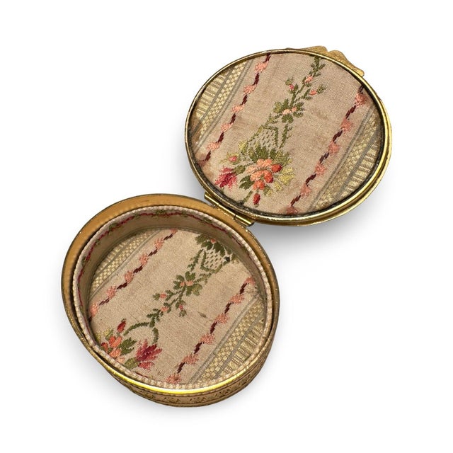 Antique French Neoclassical Ormolu Box With Dancing Muse & Floral Tapestry Lining, Belle Époque, Circa 1900 For Sale - Image 12 of 12