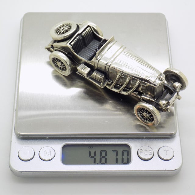 Vintage Italian Handmade Genuine Sterling Silver 925 Mercedes SSKL Classic Car Figurine, 1980s For Sale - Image 14 of 16
