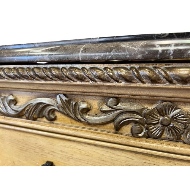 Neoclassical Marble Top Sideboard With Sunburst Veneer For Sale In West Palm - Image 6 of 12