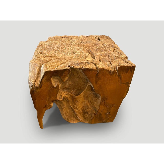 Andrianna Shamaris Impressive Organic Teak Wood Side Table or Pedestal For Sale - Image 13 of 18