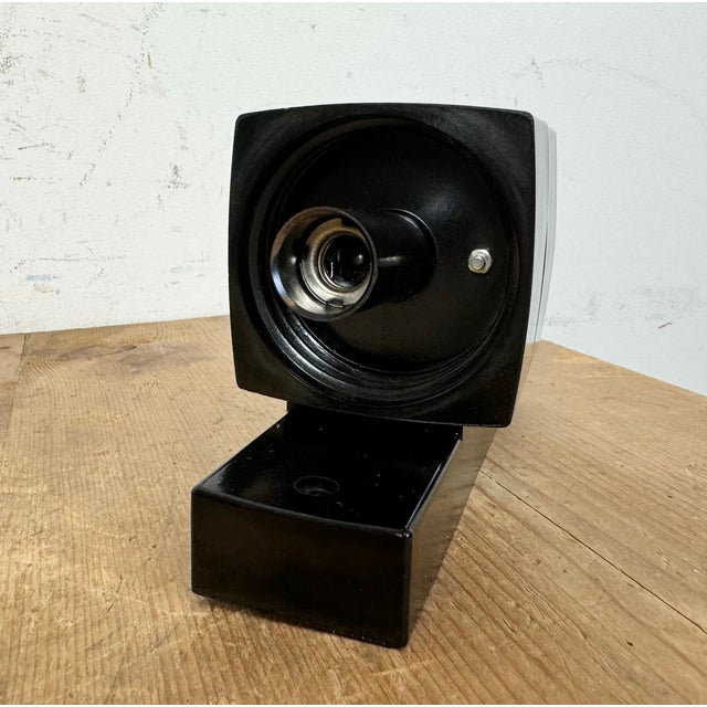 Industrial Brown Bakelite Wall Light with Milk Glass, 1960s For Sale - Image 10 of 16
