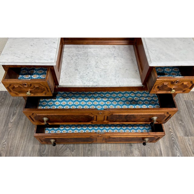 Antique American Renaissance Victorian Eastlake Marble Top Dresser Chest Vanity For Sale - Image 16 of 18
