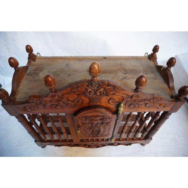 Brown Antique Cherry Carved Provençal Bread Pannetière Shelf For Sale - Image 8 of 18