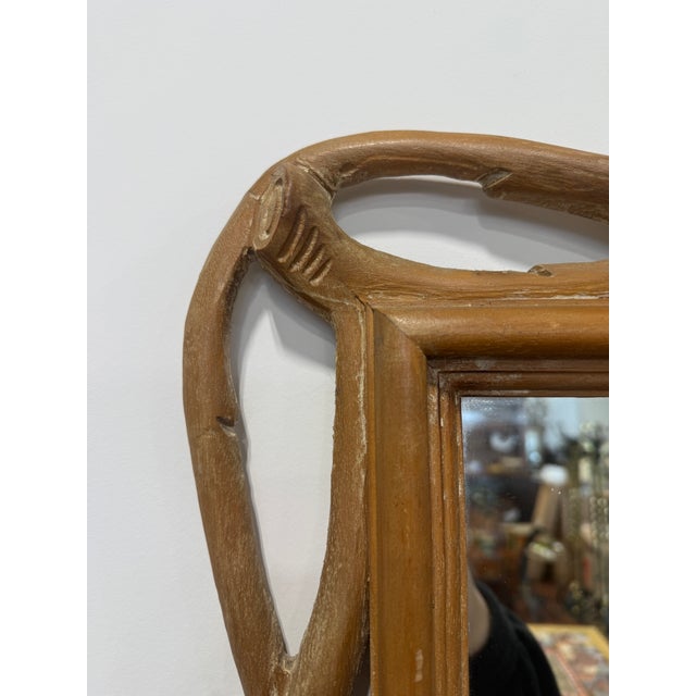 Brown Italian Faux Bois Wall Mirror With Carved Wood Frame, Rustic Style For Sale - Image 8 of 9