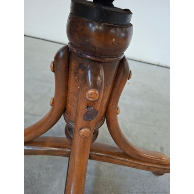 Wood Piano Stool in Bent Beech and Vienna Straw, 1980 For Sale - Image 7 of 10
