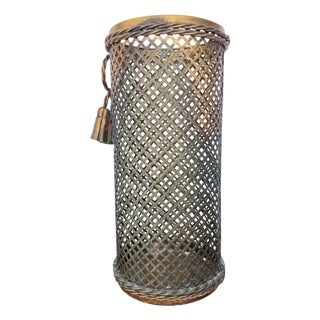Italian Gilded Metal Umbrella Stand by Li Puma, 1950 For Sale