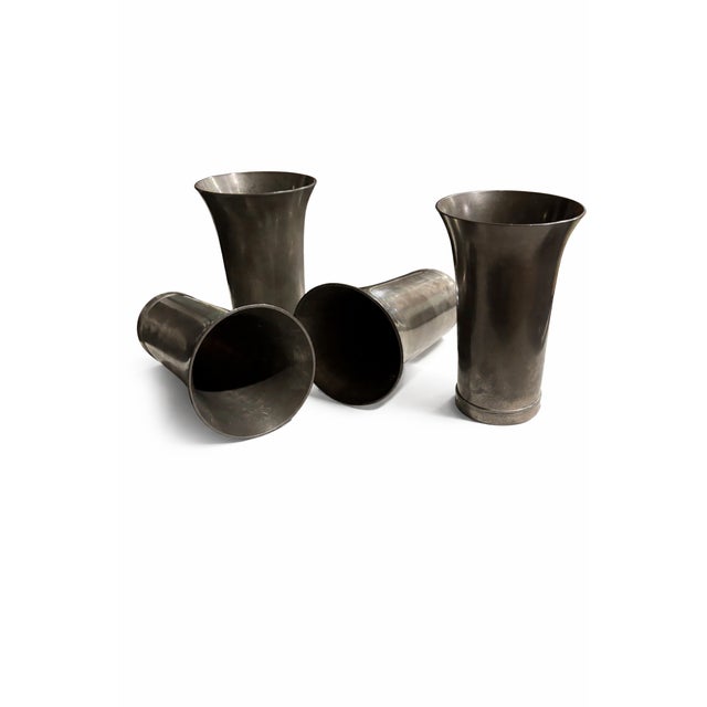 American Antique English w.i. Colishaw Pewter Trumpet Beakers / Cups – Set of 4, Circa 1910–1920 For Sale - Image 3 of 4
