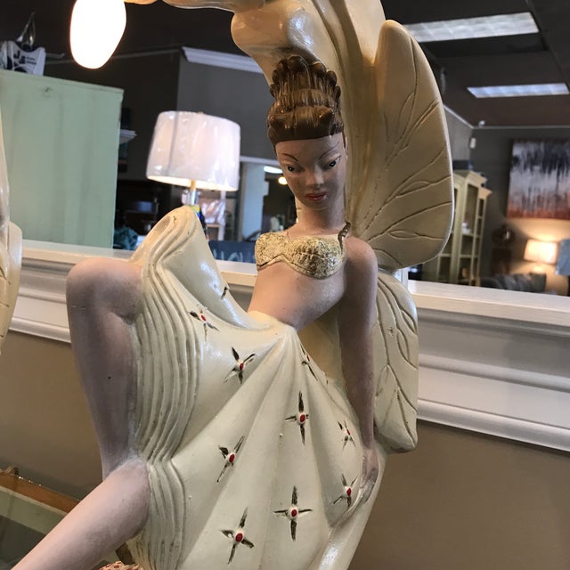 Pair of 1930’s Fairy Chalkware Tv Lamps For Sale - Image 12 of 12
