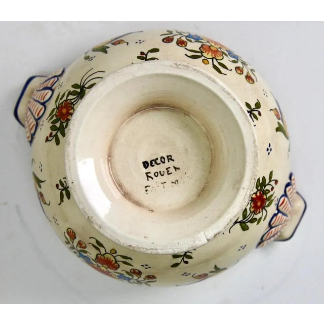 Hand-Painted Faience Tureen from Rouen, 1900s For Sale - Image 6 of 8