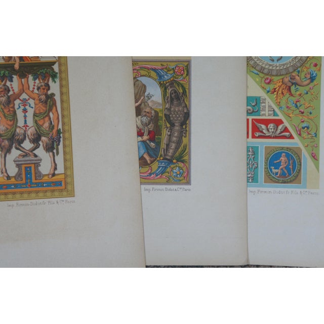 Gold Antique Architectural Renaissance Chromolithograph Prints - Set of 3 For Sale - Image 8 of 12