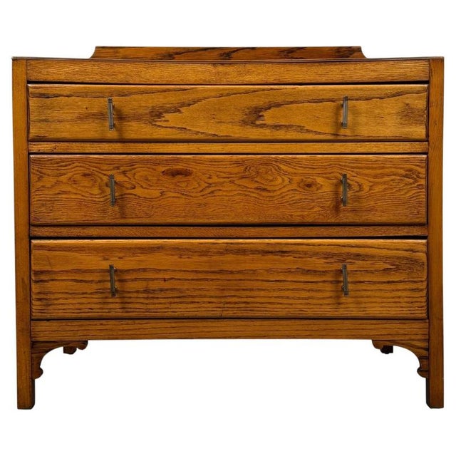 Antique English Golden Oak Chest of Drawers, 1900s For Sale - Image 12 of 12