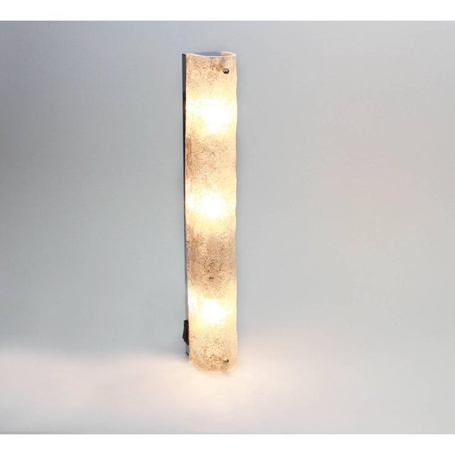Modern Large Murano Ice Glass Wall Fixtures, Germany, 1960s, Set of 2 For Sale - Image 3 of 12