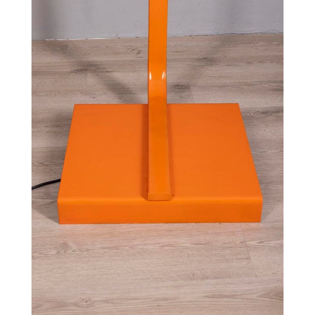 Vintage Space Age Italian Orange Metal and Acrylic Glass Floor Lamp, 1970s For Sale - Image 10 of 15