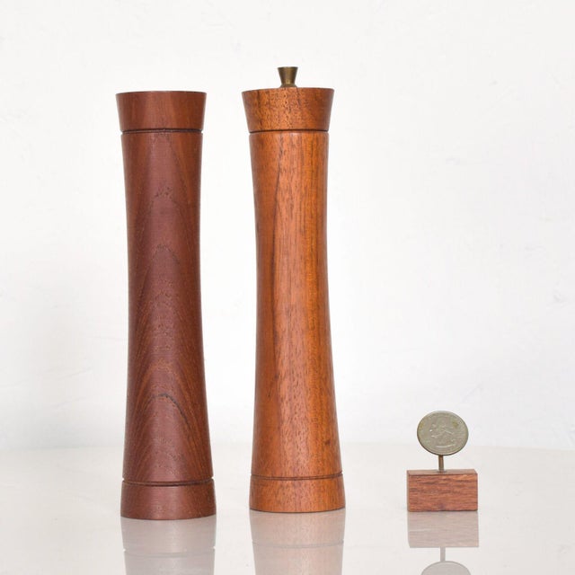 Denmark Slim Profile Salt Shaker Pepper Grinder Set in Teak Wood a