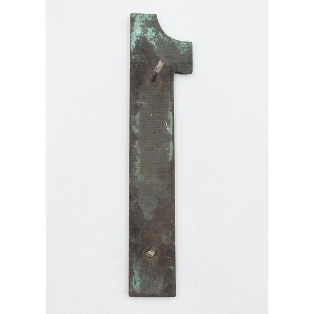 Traditional Vintage 9.937 In. Cast Bronze Sign Number 1 For Sale - Image 3 of 3