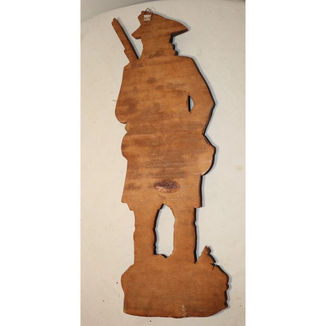 Vintage Hand Carved Painted Wood Revolutionary War Military Wall Sculpture For Sale - Image 9 of 10