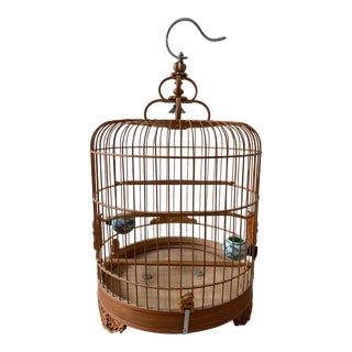 Vintage Bamboo Bird Cage For Sale
