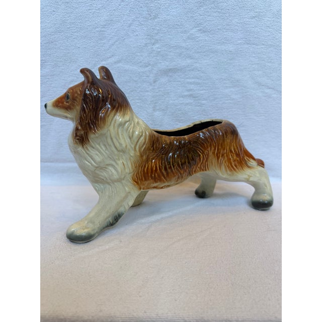Ceramic 1940s Lifelike Porcelain Collie Planter For Sale - Image 7 of 12