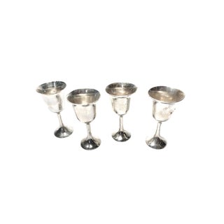 Vintage Mid Century Silver Plated Mini Goblets / Cordials - Set of 4 For Sale