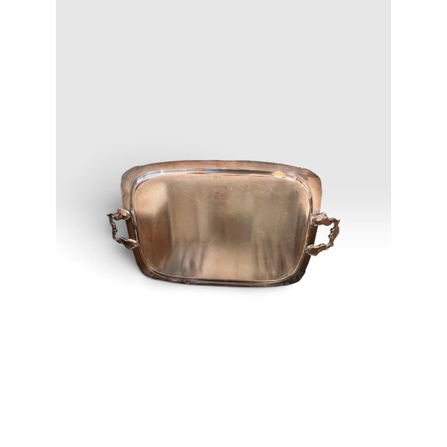 Vintage e.g. Webster & Son for International Silver Co. Engraved Silverplate Butler’s Tray For Sale - Image 4 of 10