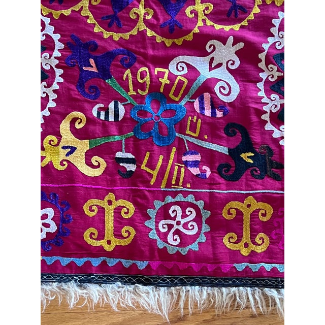 Tribal 1970s Suzani & Alpaca Blanket For Sale - Image 3 of 12
